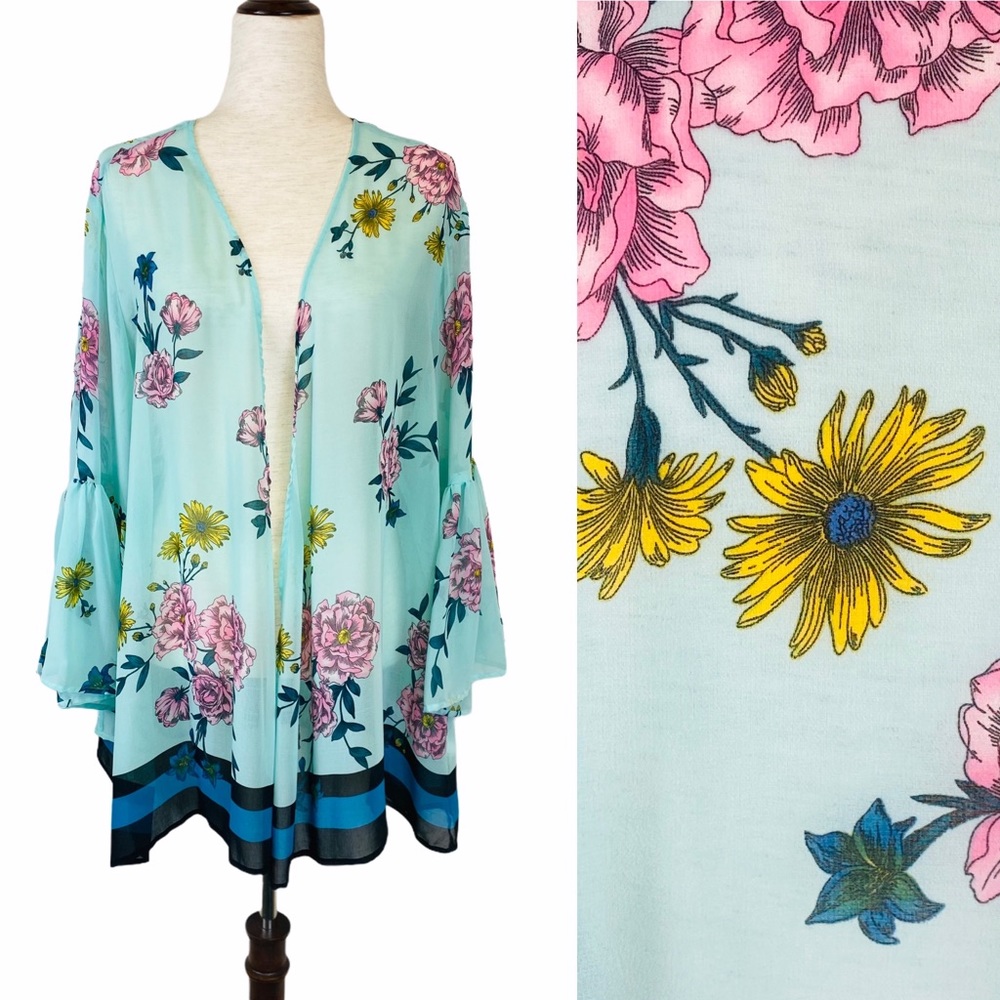 EUC Lane Bryant Floral Semi-sheer Overpiece
